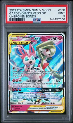2019 POKEMON SUN & MOON UNBROKEN BONDS #130 GARDEVOIR & SYLVEON GX PSA 9 - Image 1