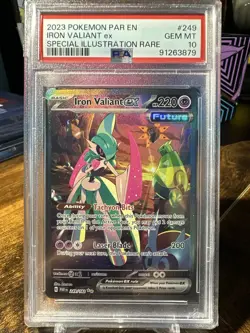 2023 POKEMON PAR EN-PARADOX RIFT #249 IRON VALIANT EX SIR PSA 10 - Image 1