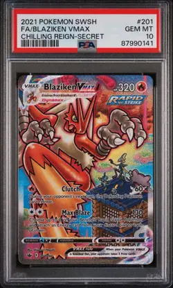 Pokemon 2021 Blaziken VMAX 201/198 Alt Art SR Chilling Reign GEM MINT PSA 10 - Image 1