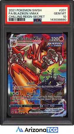 Pokemon 2021 Blaziken VMAX 201/198 Alt Art Chilling Reign GEM MINT PSA 10 - Image 1