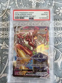 PSA 10 BLAZIKEN VMAX 201 CHILLING REIGN SWORD & SHIELD ALT ART POKEMON GEM MINT - Image 1
