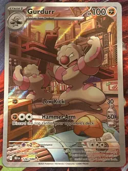 🔥Pokemon Black Bolt Illustration Rare Gurdurr 126/086 Pokemon TCG NM+🔥 - Image 1