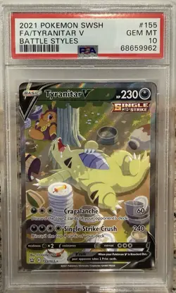 PSA 10 Tyranitar V #155/163 Alternate Full Art 2021 Pokemon SwSh Battle Styles - Image 1