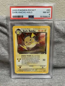Wizards of the Coast 2000 Pokemon Team Rocket Dark Raichu 83/82 Holo PSA 8 - Image 2