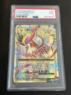 FA/M PIDGEOT EX EVOLUTIONS POKEMON XY EVOLUTIONS 2016 105 PSA 9 - Image 1