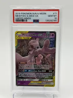 2019 Pokemon Mewtwo Mew 71/236 Unified Minds Psa 10 - Image 1