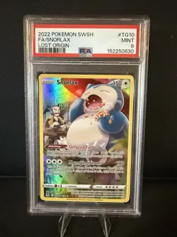 2022 Pokemon PSA 9 Snorlax #TG10/TG30 SWSH Lost Origin Trainer Gallery FA Mint - Image 1