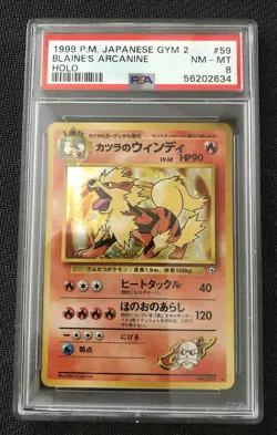 1999 Pokemon Japanese Gym 2 Blaine’s Arcanine Holo NM-MT PSA 8 - Image 1