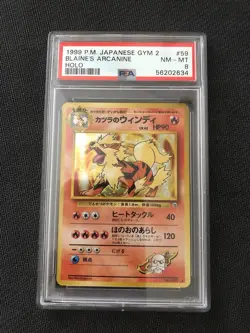 1999 Pokemon Japanese Gym 2 Blaine’s Arcanine Holo NM-MT PSA 8 - Image 2
