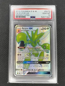 2019 Pokemon SM Hidden Fates Scizor GX FA Shiny Vault SV72/SV94 PSA Gem Mint 10! - Image 1