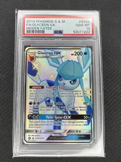 2019 Pokemon S&M Hidden Fates Shiny Vault Glaceon GX Full Art SV55/SV94 PSA 10 - Image 1