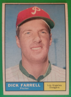 1961 Topps Dick Farrell #522 Los Angeles Dodgers EX Light Wear Clean Great Color - Image 1