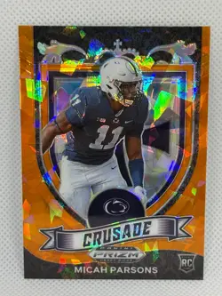 2021 Prizm Draft Picks Micah Parsons Orange Cracked Ice Crusade Rookie RC #175 - Image 1