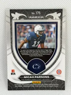 2021 Prizm Draft Picks Micah Parsons Orange Cracked Ice Crusade Rookie RC #175 - Image 2