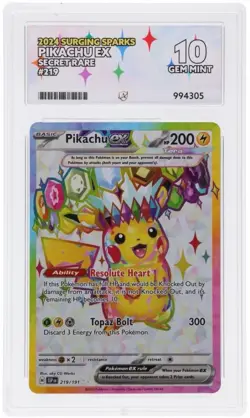 Pokemon Pikachu TCG Surging Sparks EX Card 219/191 ACE 10 - Image 1