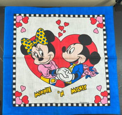 Vintage Mickey And Minnie Mouse Bandana Hearts Made In USA - Image 1