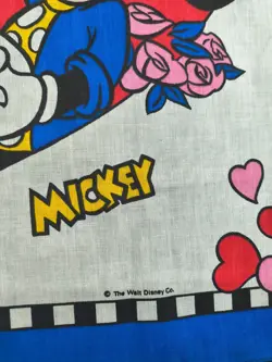Vintage Mickey And Minnie Mouse Bandana Hearts Made In USA - Image 3