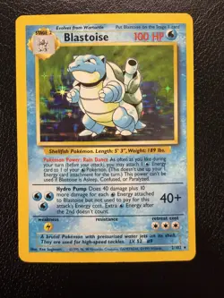 Pokemon TCG Blastoise Holo Card Base Set 2/102 Unlimited MP - Image 1