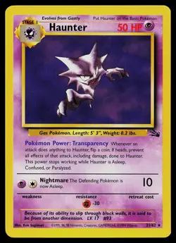 Pokemon Card - Haunter Fossil 21/62 Unlimited Rare - Image 1