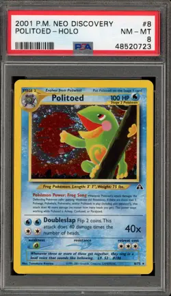 Pokemon Politoed Neo Discovery Unlimited Holo Rare #8 PSA 8 - Image 1