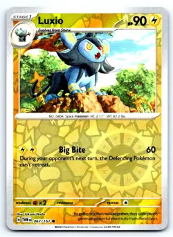 Pokemon Luxio SV06: Twilight Masquerade TWM Reverse Holo 067/167 NM Common Takum - Image 1