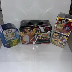 POKEMON TCG LOT FALL COLLECTOR'S TREASURE CHEST / MYSTERY CUBES / POKEMON GO TIN - Image 1