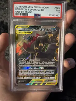 2019 Pokemon Sun & Moon Unified Minds Umbreon & Darkrai GX #125 Tag Team PSA 7 - Image 3
