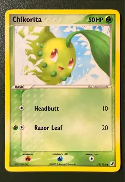 Pokemon TCG Chikorita 51/115 Unseen Forces EX10 LP - Image 1
