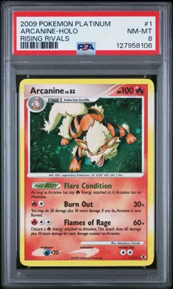 Pokemon Arcanine Rising Rivals Holo Rare #1 PSA 8 NM-MT - Image 1