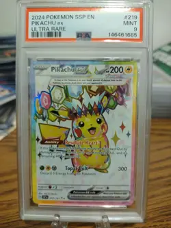 PSA 9 Mint 2024 Pikachu ex 219/191 Ultra Rare Surging Sparks SSP EN - Image 1