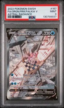 2022 POKEMON SWORD & SHIELD ASTRAL RADIANCE FULL ART/ORIGIN FORME PALKIA V PSA 9 - Image 1