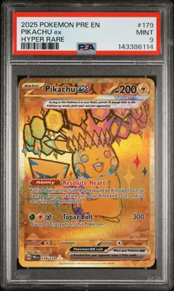 2025 POKEMON PRE EN-PRISMATIC EVOLUTIONS HYPER RARE #179 PIKACHU EX PSA 9 - Image 1