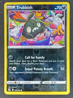 Pokemon Trubbish Reverse Holo 168/264 FST Fusion Strike LP/NM - Image 1