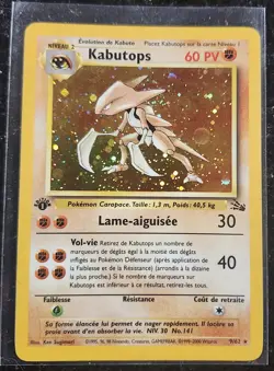 Pokemon TCG 1999 Kabutops Fossil 9/62 60 HP Holo Rare Unlimited WOTC French - Image 1