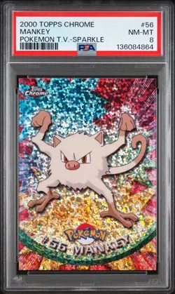 2000 TOPPS CHROME POKEMON T.V. SPARKLE #56 MANKEY PSA 8 - Image 1