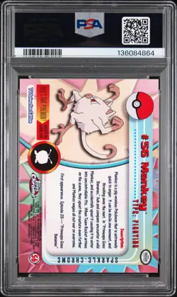 2000 TOPPS CHROME POKEMON T.V. SPARKLE #56 MANKEY PSA 8 - Image 2