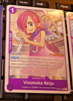 ONE PIECE ENGLISH CARD GAME CARTE PRE RELEASE Vinsmoke Reiju OP07-062 EN MINT - Image 1