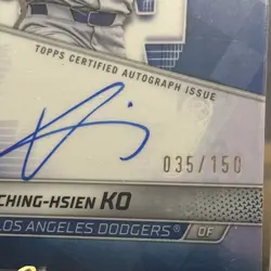 2025 Bowman's Best Ching-Hsien Ko 2025 On Card Blue Refractor Auto /150 - Image 3