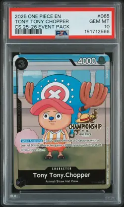 2025 ONE PIECE CHAMPIONSHIP 2025-26 EVENT PACK #065 TONY TONY CHOPPER PSA 10 - Image 1