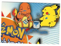 1998 TOPPS POKEMON CHARMANDER & PIKACHU PUZZLE PIECE - P02 Of 6 CARD - NON HOLO - Image 1