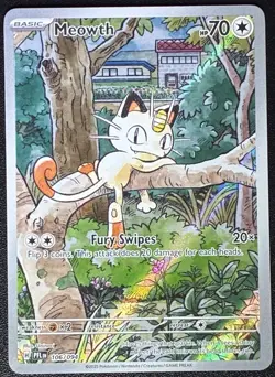 2025 Pokemon TCG Phantasmal Flames Meowth Illustration Rare Holo 106/094 - Image 1