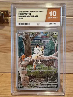 Meowth 106/094 Phantasmal Flames ACE 10 - Perfect Sub Grades - Pokemon TCG - Image 1