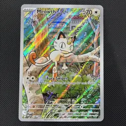Pokemon TCG Mega Evolution Phantasmal Flames Meowth Full Art Holo 106/094 - Image 1