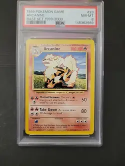 PSA 8 NM-MT 1999 POKEMON BASE SET 1999-2000 “4TH PRINT” #23 ARCANINE - Image 1