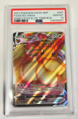 2021 Pokemon Swsh BSP Fa Shng.Fates Elite Trnr.Box Eevee Vmax #087 PSA 10 - Image 1