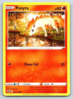 Pokemon Ponyta SWSH10: Astral Radiance SWSH10 021/189 LP Common Hajime Kusajima - Image 1
