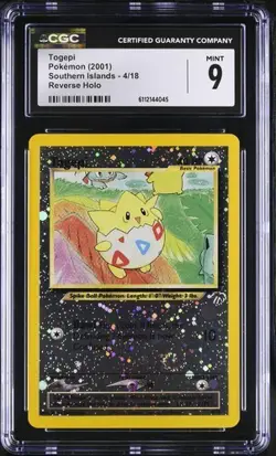 CGC 9 MINT Togepi 4/18 Reverse Holo Swirl 2001 Pokemon Southern Islands - Image 1