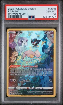 2023 POKEMON SWORD & SHIELD CROWN ZENITH #GG10 FULL ART/MEW PSA 10 - Image 1