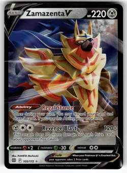 Zamazenta V 105/172 SWSH09: Brilliant Stars NM Pokemon Card TCG - Image 1