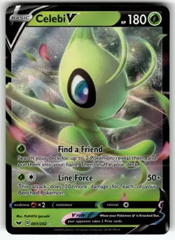 Celebi V 001/202 SWSH01: Sword & Shield Base Set NM Pokemon Card TCG - Image 1